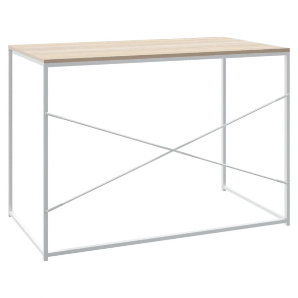 Escritorio de ordenador aglomerado blanco y roble 110x60x70 cm M 5