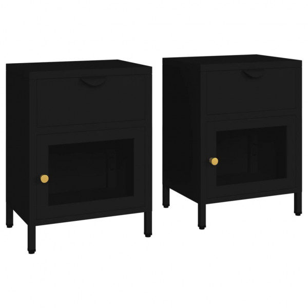 Mesas de cabeceira 2 pcs 40x30x54.5 cm vidro e aço preto M 2