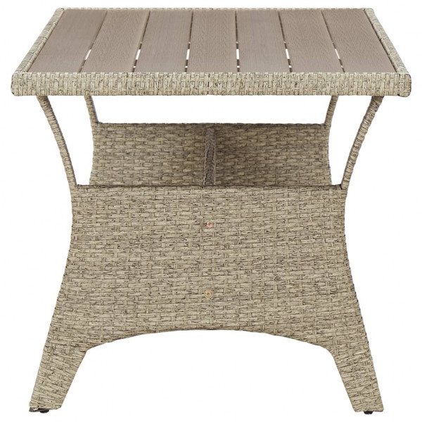 Mesa de jardín de ratán sintético gris 120x70x66 cm M 3