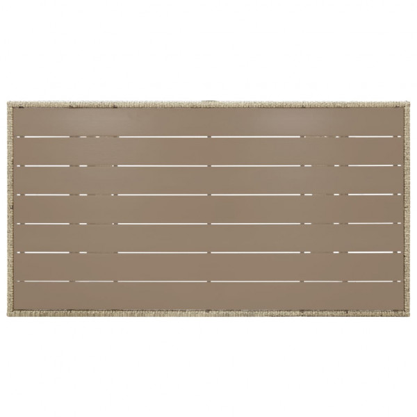 Mesa de jardim 120x70x66 cm vime PE cinzento M 4