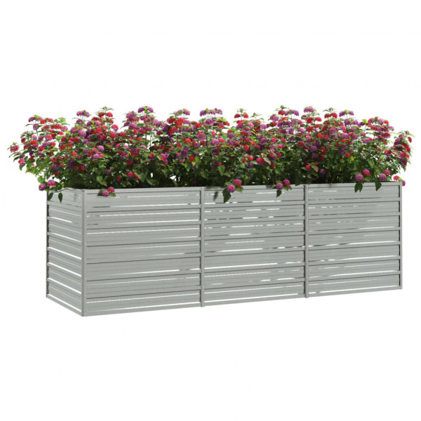 Canteiro elevado de jardim 240x80x77cm aço galvanizado prateado M 3