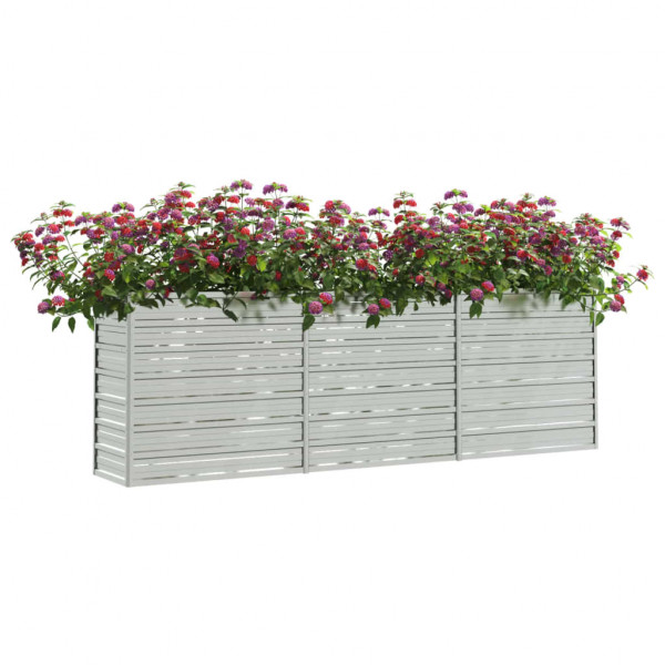 Canteiro elevado de jardim 240x40x77cm aço galvanizado prateado M 3