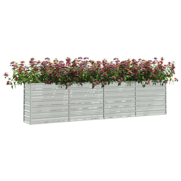 Canteiro elevado de jardim 320x40x77cm aço galvanizado prateado M 3
