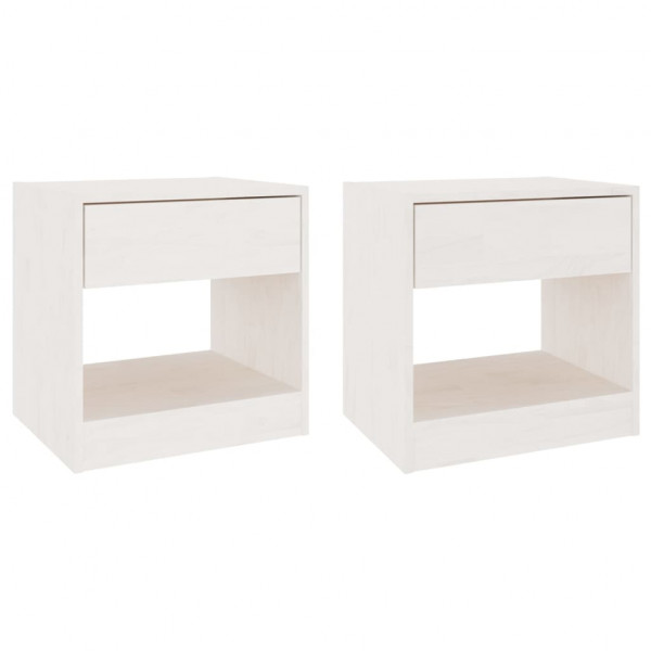 Mesitas de noche 2 uds madera maciza de pino blanca 40x31x40 cm M 2