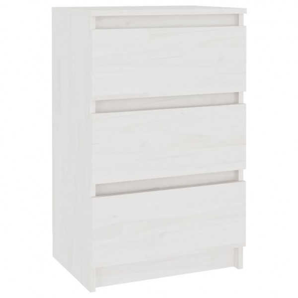 Mesita de noche madera maciza de pino blanca 40x29.5x64 cm M 2