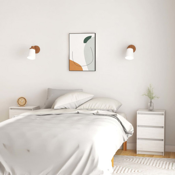 Mesitas de noche 2 uds madera maciza pino blanco 40x29.5x64 cm D