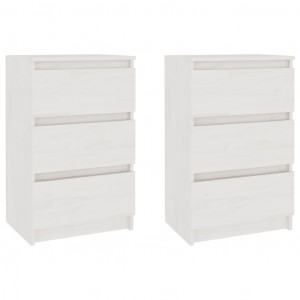 Mesitas de noche 2 uds madera maciza pino blanco 40x29.5x64 cm H