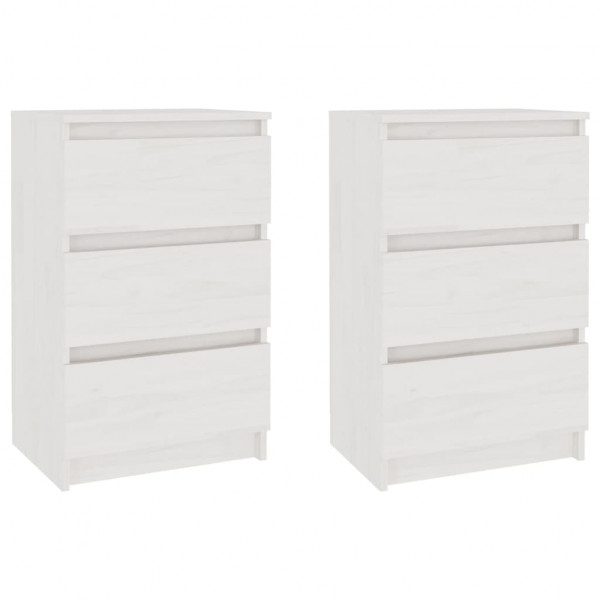 Mesas de cabeceira 2 pcs 40x29.5x64 cm pinho maciço branco M 2
