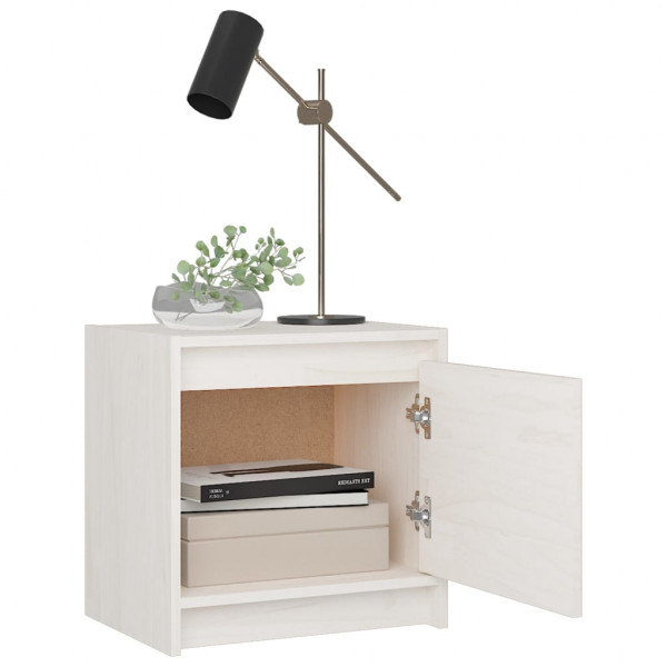 Mesita de noche madera maciza de mango blanco 40x30.5x40 cm M 3