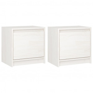 Mesitas de noche 2 uds madera maciza pino blanco 40x30.5x40 cm H