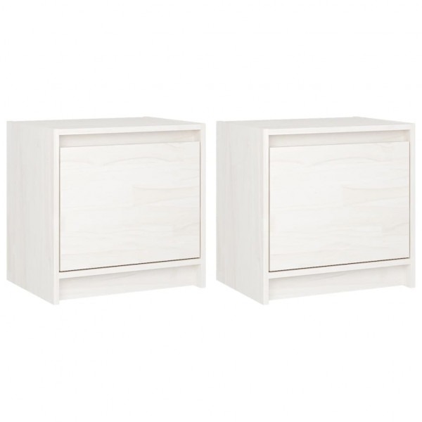 Mesitas de noche 2 uds madera maciza pino blanco 40x30.5x40 cm M 2
