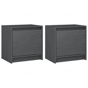 Mesas de cabeceira 2 pcs 40x30.5x40 cm pinho maciço cinzento H
