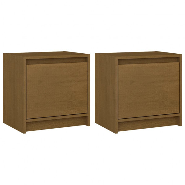 Mesas de cabeceira 2 pcs 40x30.5x40cm pinho maciço castanho mel M 2