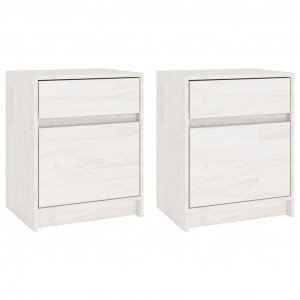 Mesitas de noche 2 uds madera maciza pino blanco 40x31x50 cm H