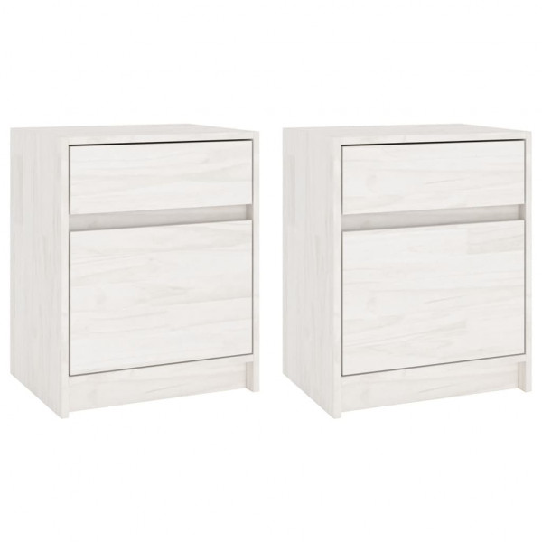 Mesitas de noche 2 uds madera maciza pino blanco 40x31x50 cm M 2