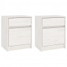 Mesas de cabeceira 2 pcs 40x31x50 cm pinho maciço branco 2