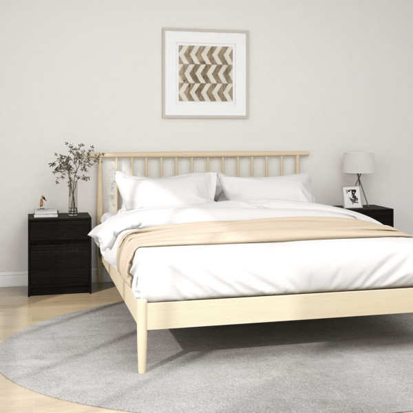 Mesitas de noche 2 uds madera maciza pino negro 40x31x50 cm D