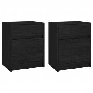 Mesas de cabeceira 2 pcs 40x31x50 cm pinho maciço preto H