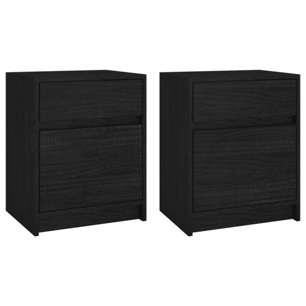Mesitas de noche 2 uds madera maciza pino negro 40x31x50 cm M 2