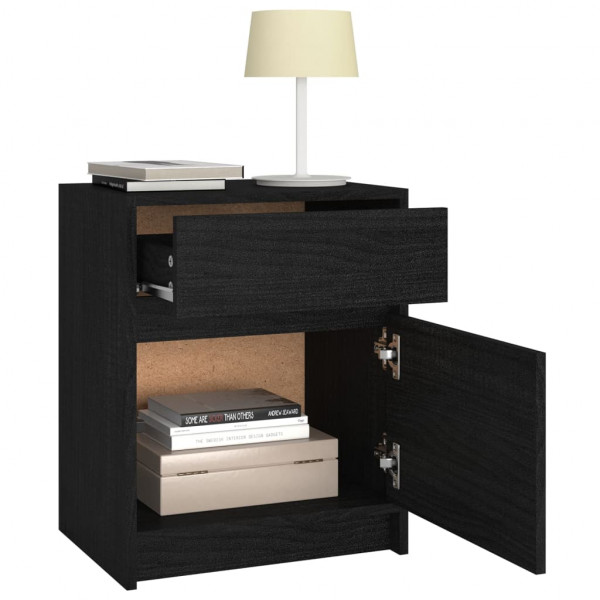 Mesitas de noche 2 uds madera maciza pino negro 40x31x50 cm M 3
