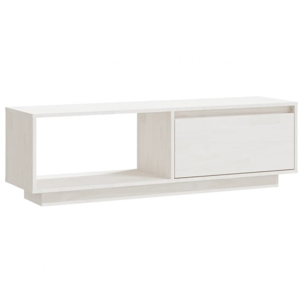 Mueble de TV de madera maciza de pino blanco 110x30x33.5 cm M 2