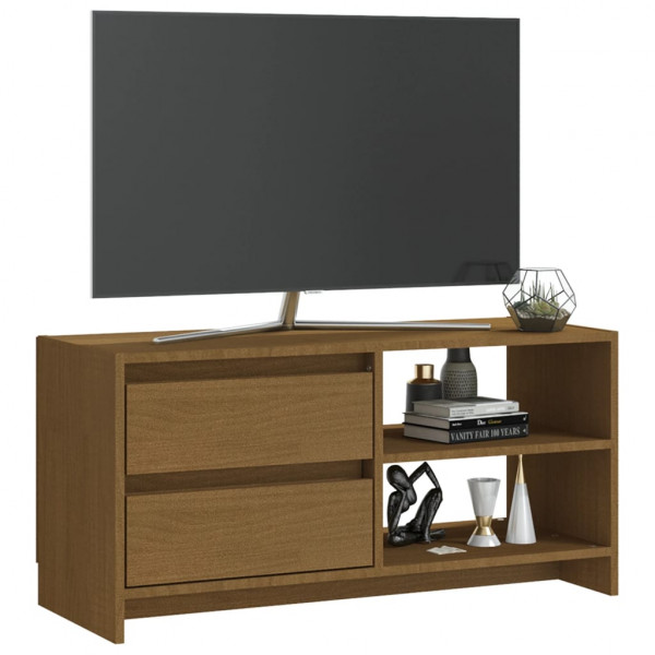 Mueble para TV de madera maciza pino marrón miel 80x31x39 cm M 4