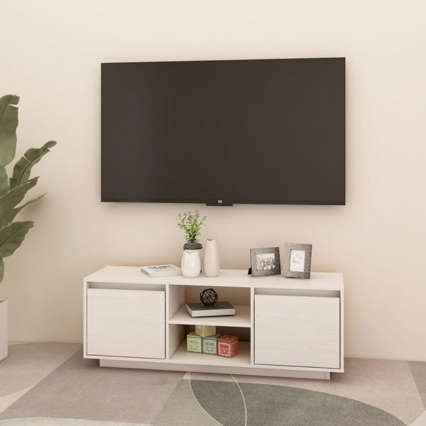 Móvel de TV 110x30x40 cm madeira de pinho maciça branco M 3