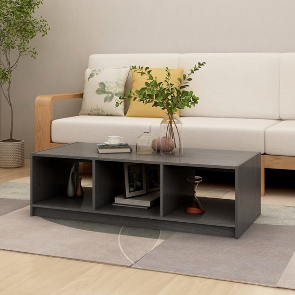 Mesa de centro de madera maciza de pino gris 110x50x34 cm D