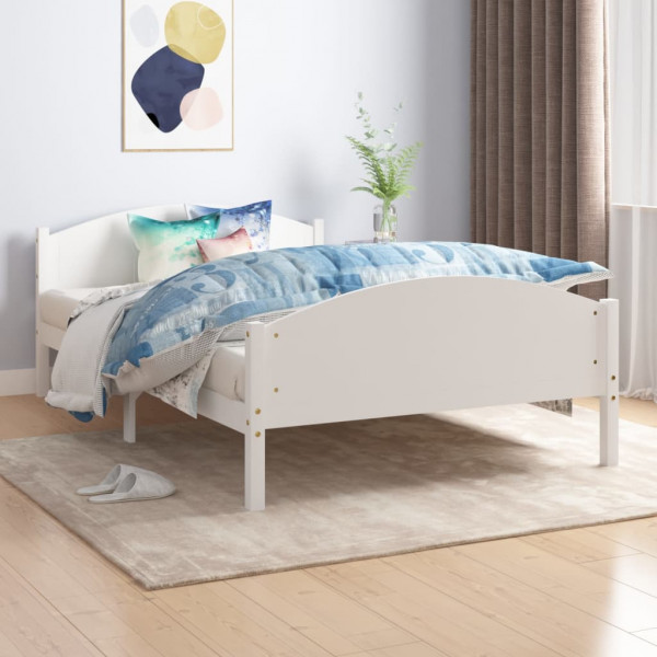 Estructura de cama de madera maciza de pino blanco 140x200 cm D