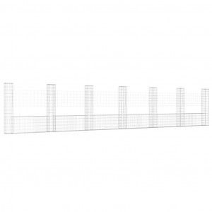 Cesto gabião em forma de U c/ 7 postes 740x20x150 cm ferro H