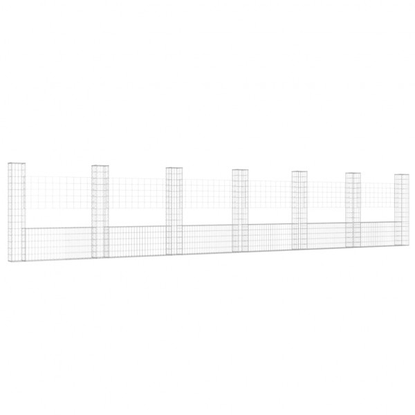 Cesta de gaviones forma de U 7 postes de hierro 740x20x150 cm M 2