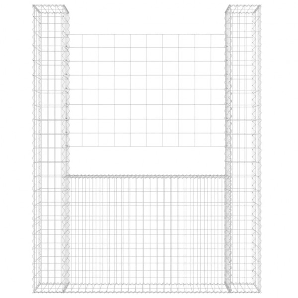 Cesta de gaviones forma de U 2 postes de hierro 140x20x200 cm M 3