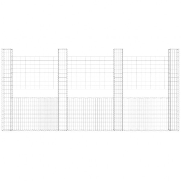 Cesta de gaviones forma de U 5 postes de hierro 500x20x200 cm M 3