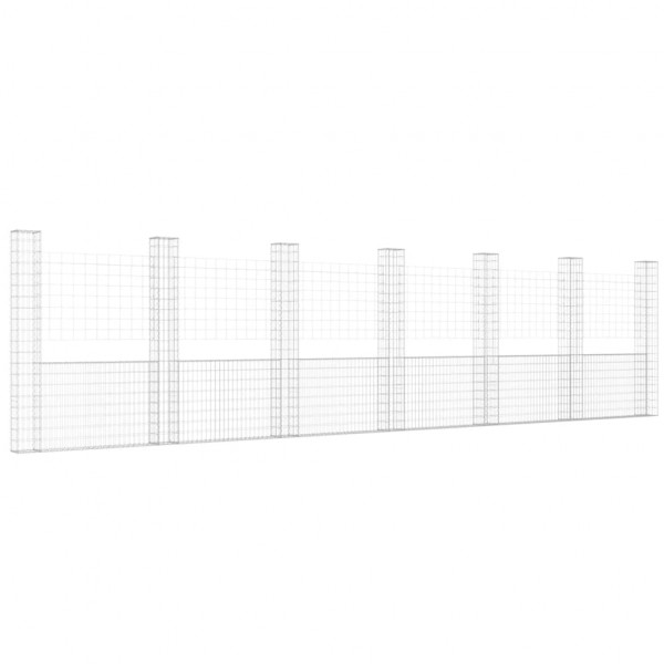 Cesta de gaviones forma de U 2 postes de hierro 740x20x200 cm M 2