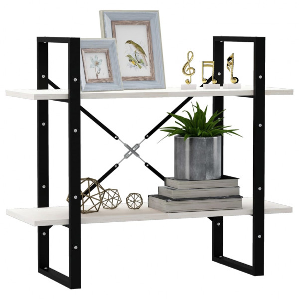 Estante com 2 prateleiras 80x30x70 cm pinho maciço branco M 4