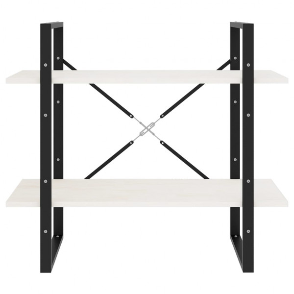 Estantería 2 niveles madera maciza de pino blanco 80x30x70 cm M 5