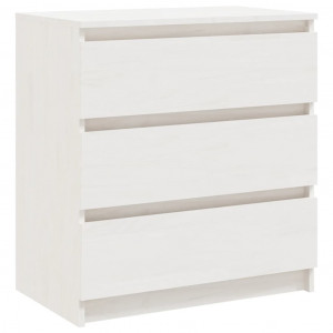 Mesita de noche madera maciza de mango blanco 60x36x64 cm H