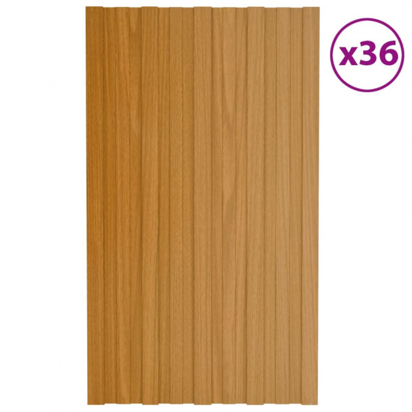 Panel de tejado acero galvanizado color madera 36 uds 80x45 cm D