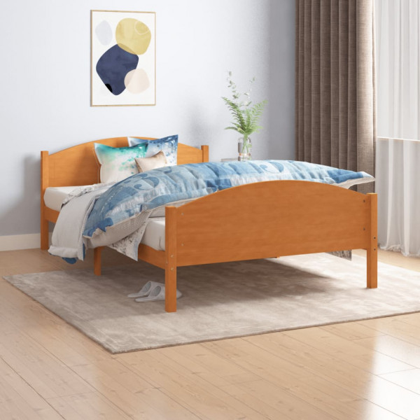 Estructura de cama madera maciza pino marrón miel 120x200 cm D