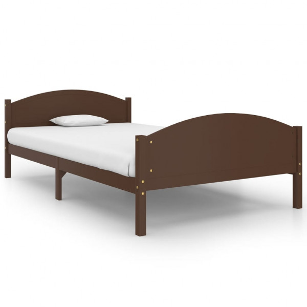 Estructura de cama madera maciza pino marrón oscuro 120x200 cm M 2