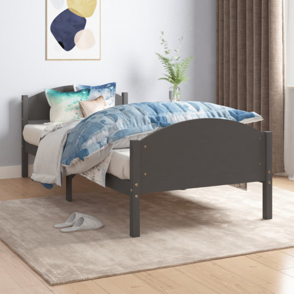 Estructura de cama madera maciza de pino gris oscuro 100x200 cm D