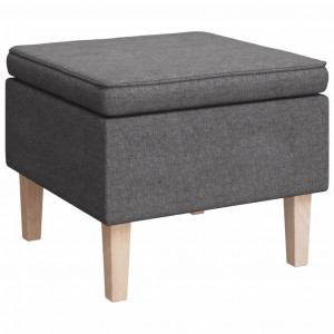 Taburete con patas de madera tapizado tejido gris claro H