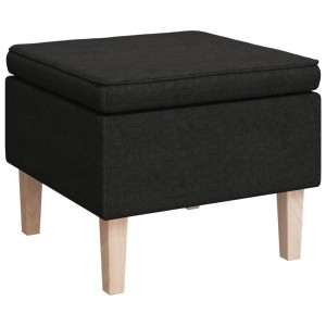Taburete con patas de madera tapizado tejido negro H