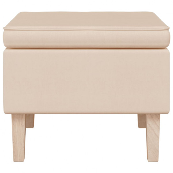Taburete con patas de madera tapizado tejido crema M 3