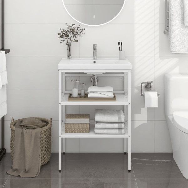 Estructura de lavabo de hierro blanco 59x38x83 cm D