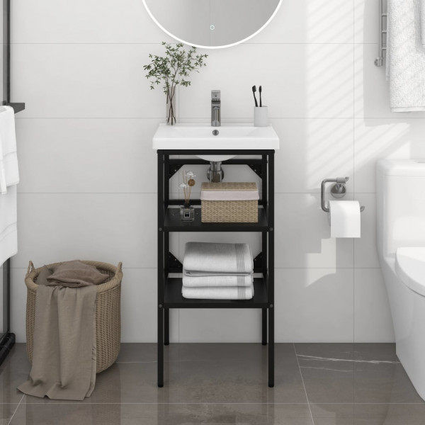 Estructura de lavabo de hierro negro 40x38x83 cm D