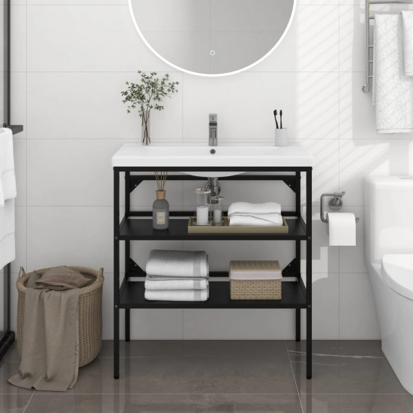 Estructura de lavabo de hierro negro 79x38x83 cm D