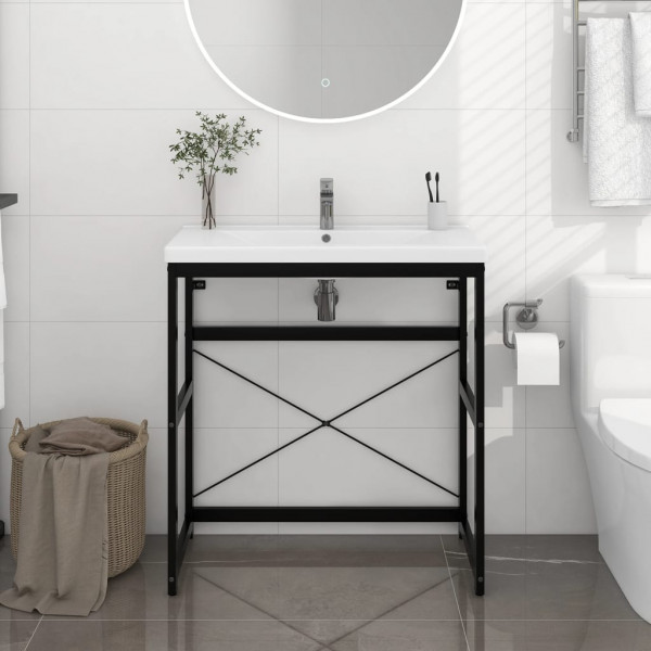 Estructura de lavabo de hierro negro 79x38x83 cm D