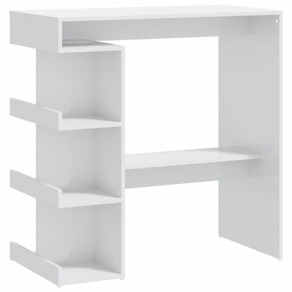 Mesa de bar c/ prateleiras 100x50x101.5 cm branco brilhante M 2