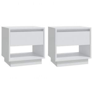 Mesitas de noche 2 uds madera contrachapada blanco 45x34x44 cm H